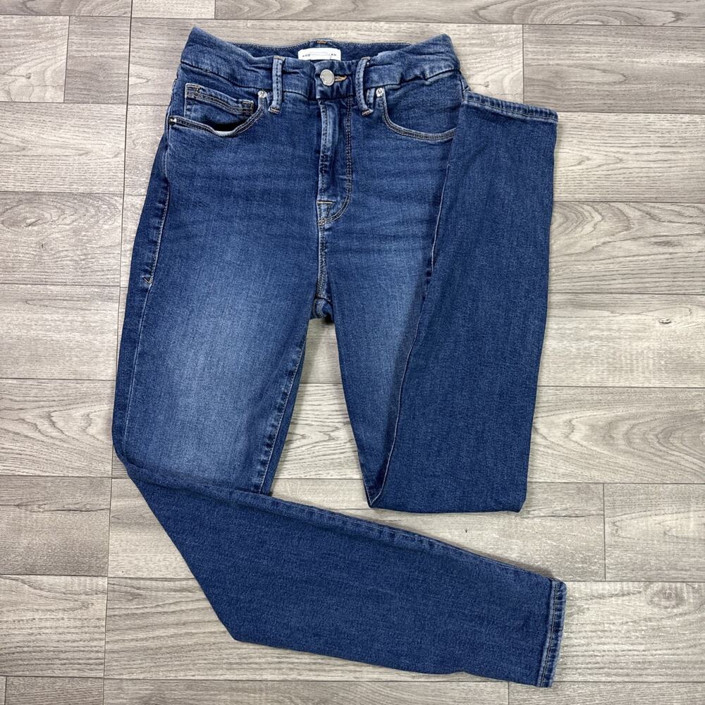Good American Good Legs Cropped Denim Jeans Mid Rise Medium Wash sz 2/26